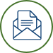 Blue envelope with letter icon