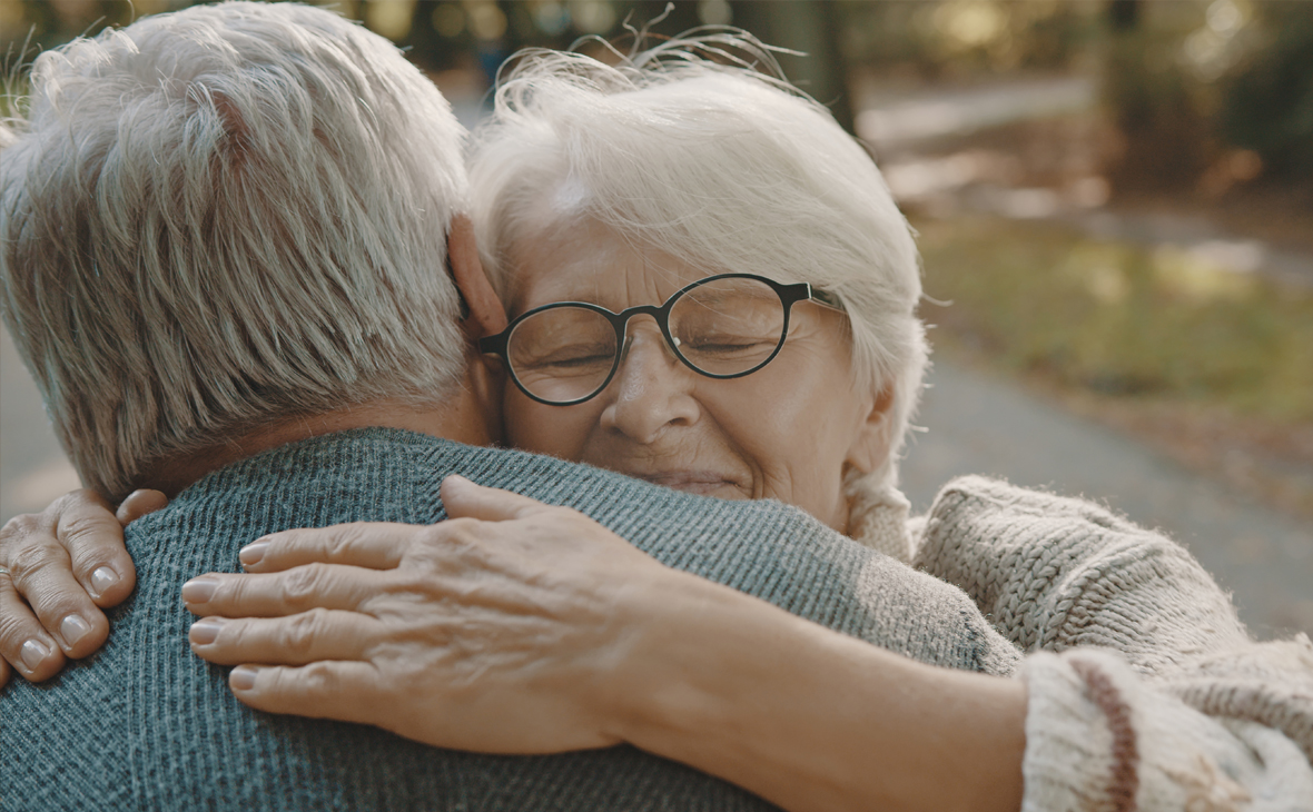 Comforting hug couple
