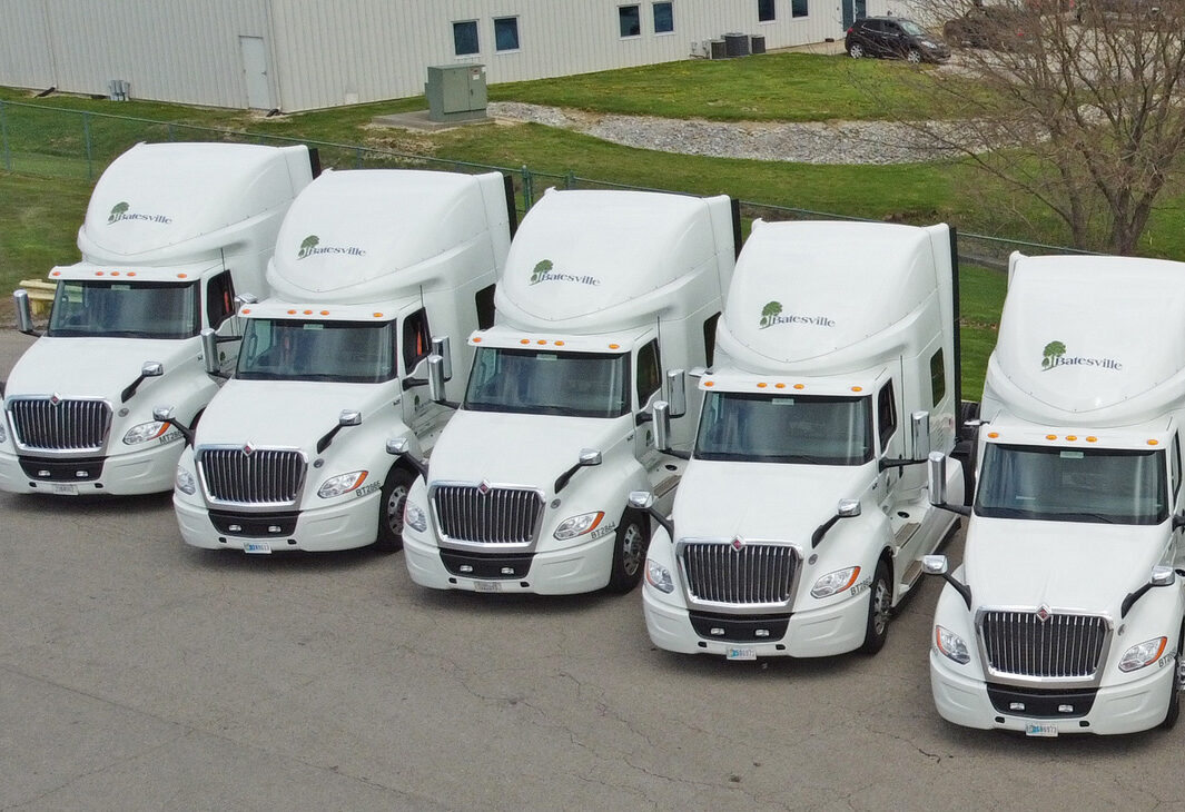 Batesville Garage with row of semis